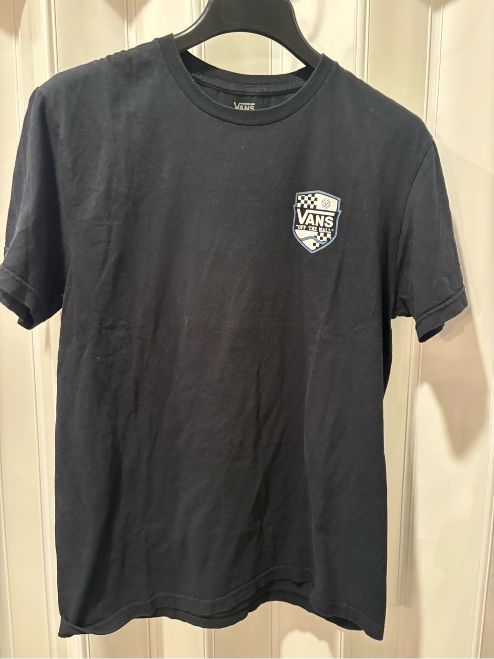 Vans Black Short-Sleeve Tee with Shield Logo Size Medium